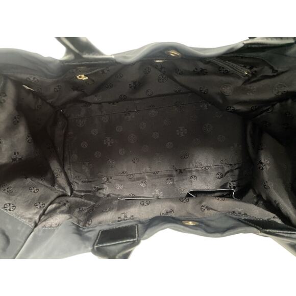 Tory Burch Ella Tote Lg Nylon/leather Dbl Handles Black - Picture 14 of 14